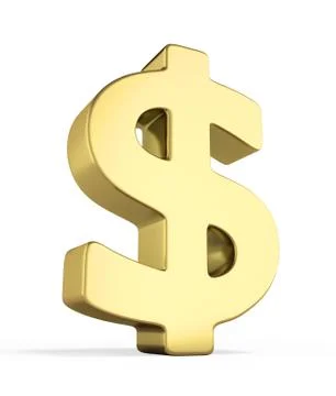 Golden dollar sign 3d render on white Stock Illustration