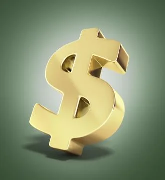 Golden dollar sign 3d render on gradient Illustrazione stock