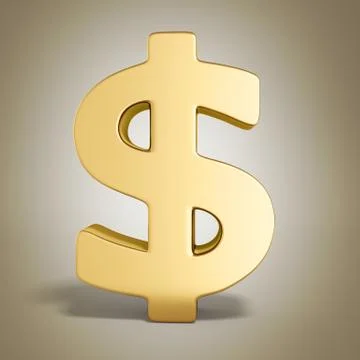 Golden dollar sign 3d render on gradient Stock Illustration