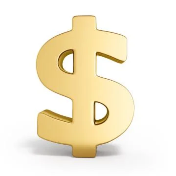 Golden dollar sign 3d render on white Stock Illustration