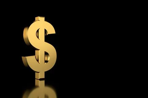Golden dollar sign. 3D rendering. Stock Illustration