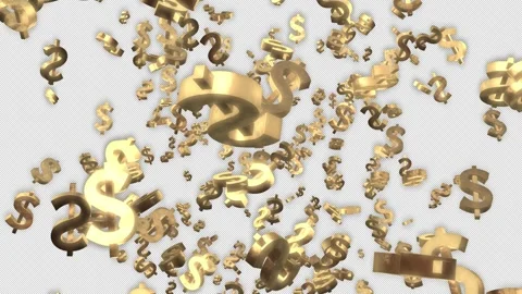 Golden Dollar Signs Falling with Alpha Stock Footage 345657605
