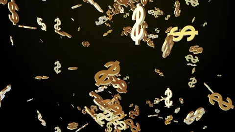Golden Dollar Signs Falling Background Loop Stock Footage 343381855