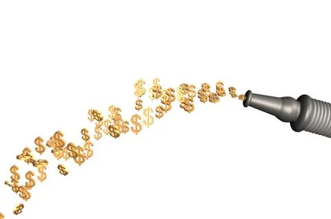 The golden dollars current from a hose Stock Illustration