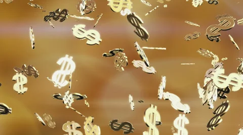 Golden dollars. Looping. Alpha channel included. Stock Footage 35133542