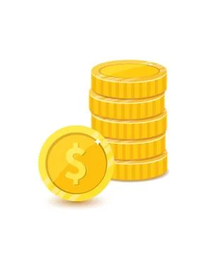 Golden dollars, metal coins stack realistic illustration Stock Illustration