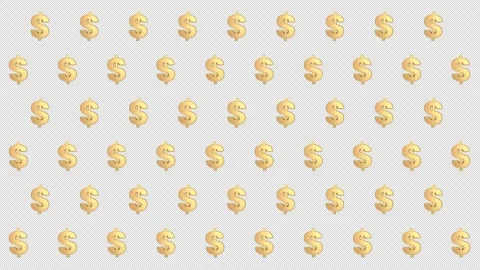 Golden dollars pattern on transparent background Stock Footage 326908452