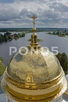 Golden Dome Orthodox Cathedreal Stock Photos