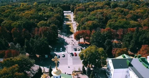 The Golden Domes of the Temple Spread Among the Picturesque Nature. Stock-Footage 257670632