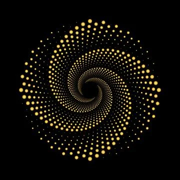 Golden dot spiral vortex on black background vector illustration Stockillustratie