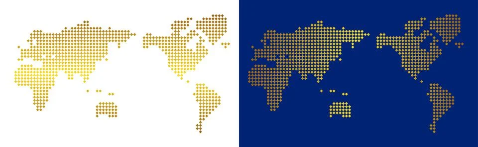 Golden Dot World Map Stock Illustration