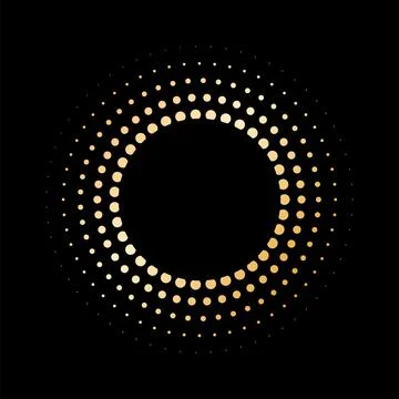 Golden dotted circle frame with halftone effect on dark background vector Stock Illustration