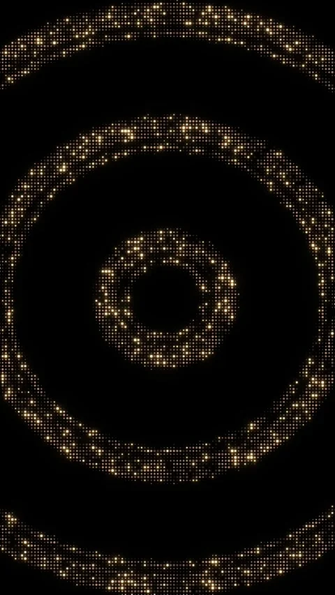 Golden Dotted Circle Ring Frame on Black Background Stock Footage 342629265