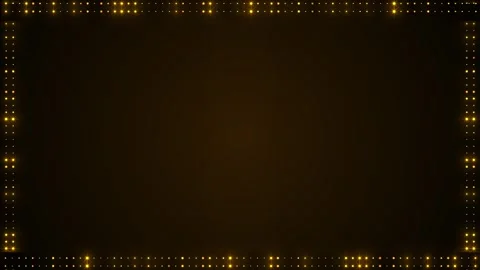 Golden dotted frame background border lights, dark empty center, soft shimmer, e Stock Footage 340411629