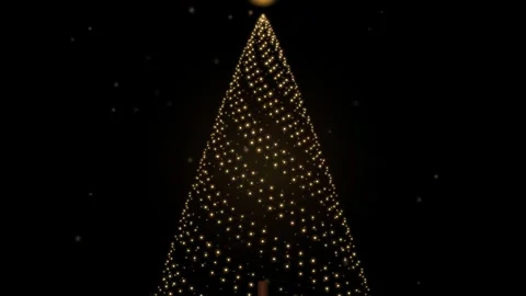 Golden Dotted Light Pyramid with Elegant Particle Wave Animation Video stock 346018884