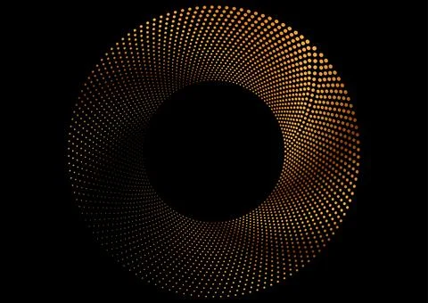 Golden dotted linear circle shape abstract geometric background Stock Illustration