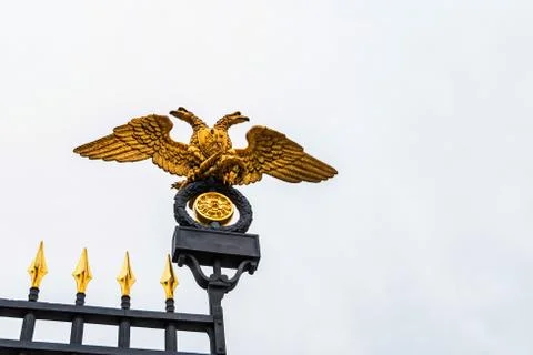Golden double-headed eagle on gates, St.Petersburg Stock Photos