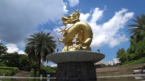 Golden Dragon and Clouds, Phuket Town Stock Footage 85413361