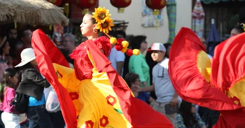 Golden Dragon Parade Mexican Dance Stock Footage