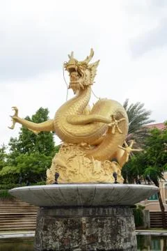 Golden dragon statue, phuket Stock Photos