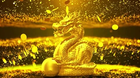 Golden dragon of wealth Video stock 236572378