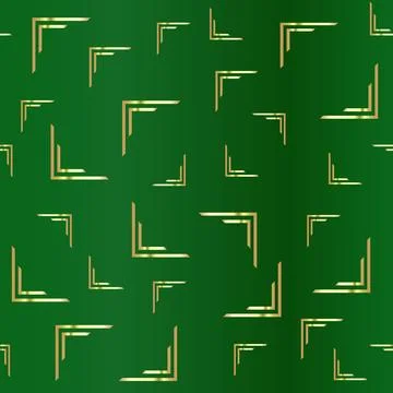 Golden drawing on a green. Seamless pattern Stock Illustration