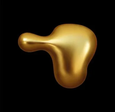 Golden drop abstract shape of liquid metal blob Stock Illustration