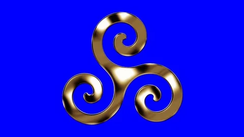 Golden Druidism Symbol on a Blue Screen Background Stock Footage 123710779