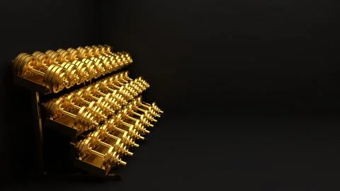 Golden dumbbell Stock Illustration