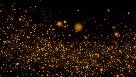 Golden Dust Particles in Dark Background: Abstract Art Animation Background Stock Footage 294449533