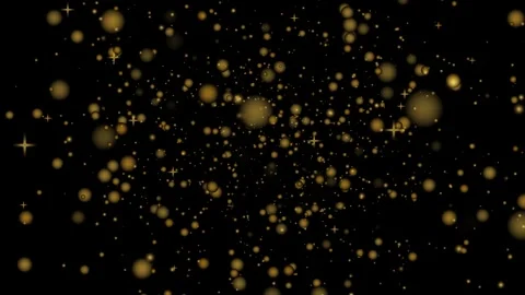 Golden Dust Particles Falling Slowly Against a Solid Black Background Stock Footage 327781507