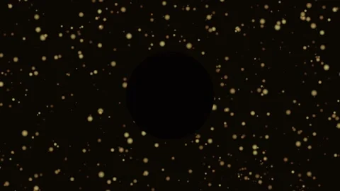 Golden Dust Particles Floating in Dark Cinematic Space with Subtle Light Flar Video stock 342520153