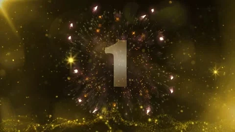 Golden dust particles floating in dark background with soft light flares and Vídeo Stock 346373081
