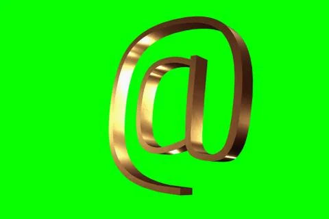 Golden e-mail symbol isolated on green background Stock Illustration