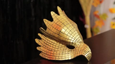 Golden eagle mask 006 Stock Footage 242959283