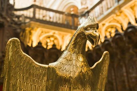 Golden eagle on pulpit Stock Photos
