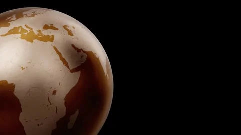 Golden Earth Globe Close-Up 4K Stock Footage 340569996