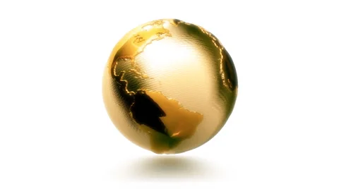Golden earth on a white background with shadow. Stock Footage 44560074