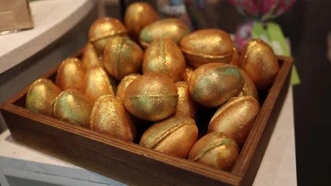 Golden Easter bath bombs Stock Footage 331090313