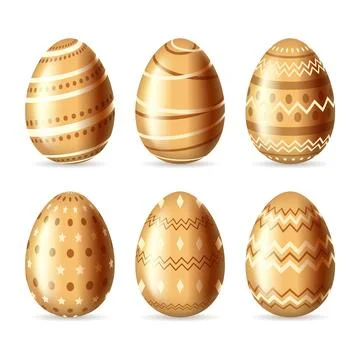 Golden easter day egg collection Stock Illustration