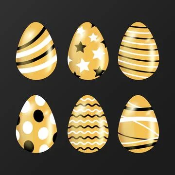 Golden easter day egg collection concept Stock Illustration