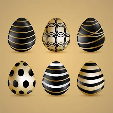 Golden easter day egg collection concept Stock Illustration
