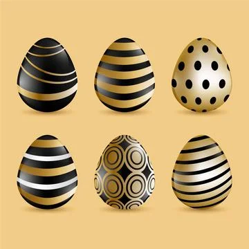 Golden easter day egg collection Stock Illustration