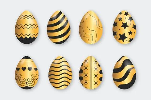 Golden easter day egg collection Stock Illustration