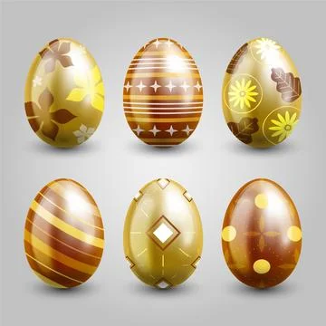 Golden easter day egg collection theme Stock Illustration