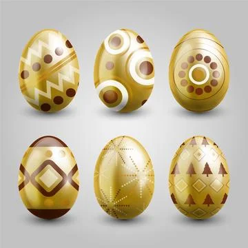 Golden easter day egg collection Stock Illustration
