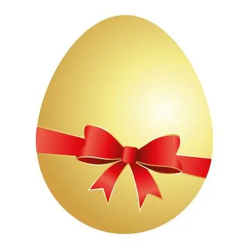 Golden Easter decorated with a red bow. Beautiful Easter holiday design Stock Illustration