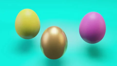 Golden Easter egg and colorful eggs sway on a bright background. Stock Footage 169283348