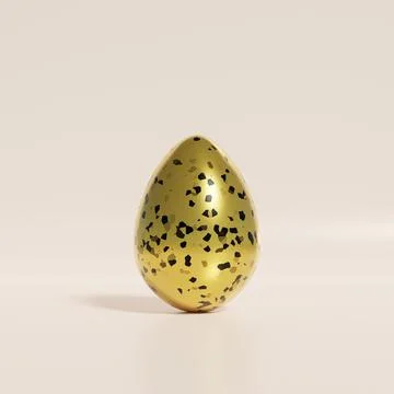 Golden Easter egg with black terrazzo pattern on beige background Stock Illustration