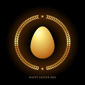 Golden Easter Egg with Geometric wreath Stock Illustration